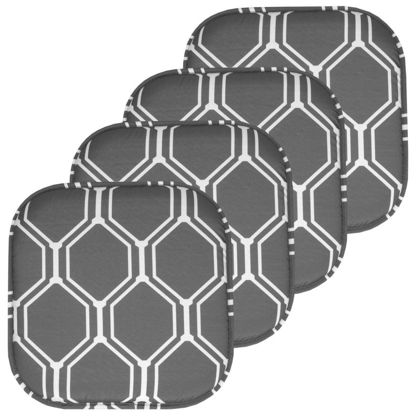 Mirage Hexagonal Print Memory Foam Chair Pads 4 Pack