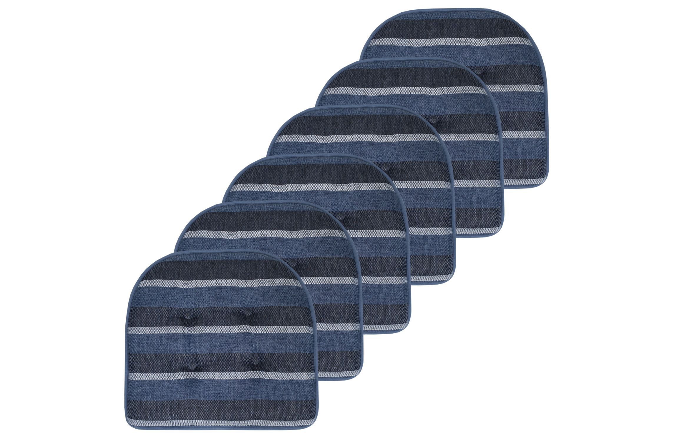 Bradford Striped U Shaped Memory Foam Chair Pad 6 Pack