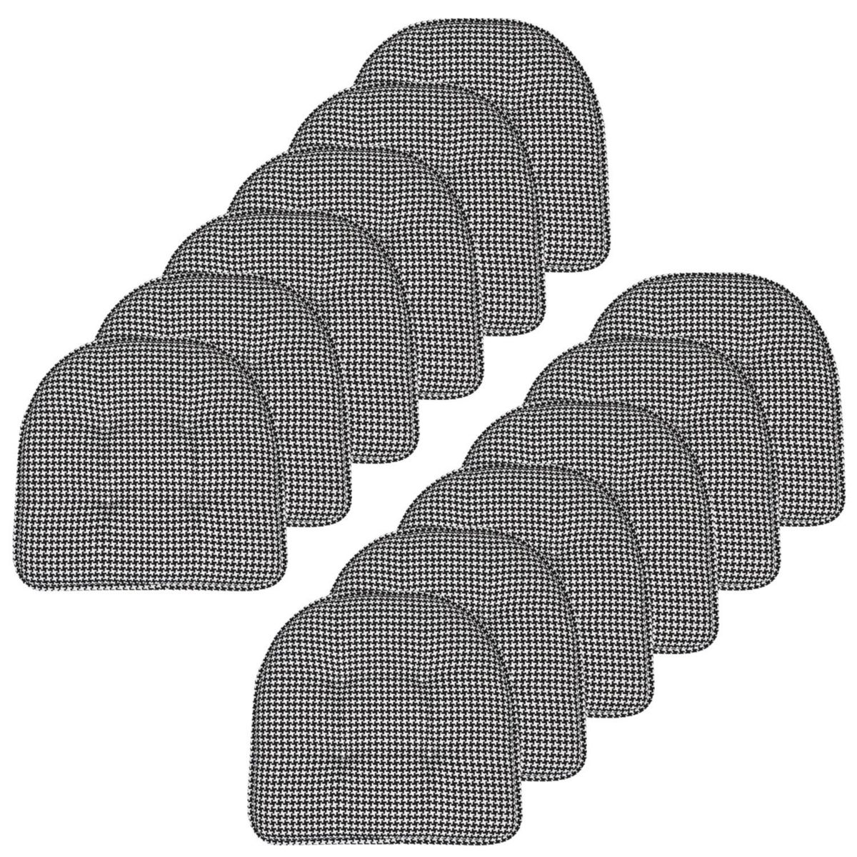 Houndstooth U-Shaped Memory Foam Chair Pad Black 12 Pack