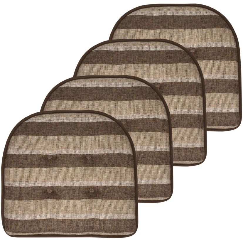 Bradford Striped U Shaped Memory Foam Chair Pad 4 Pack
