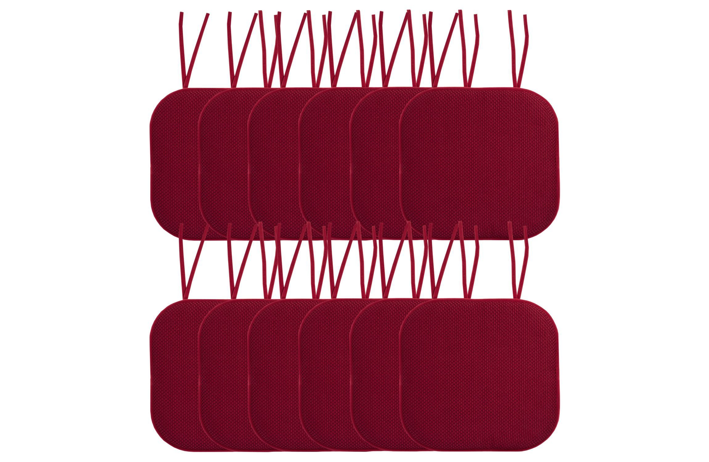 Memory Foam Honeycomb Non-Slip Back Chair Cushion Pad with Ties 12 Pack