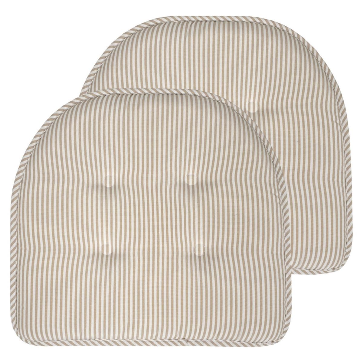 Pinstripe U Shaped Memory Foam Chair Pad 2 Pack
