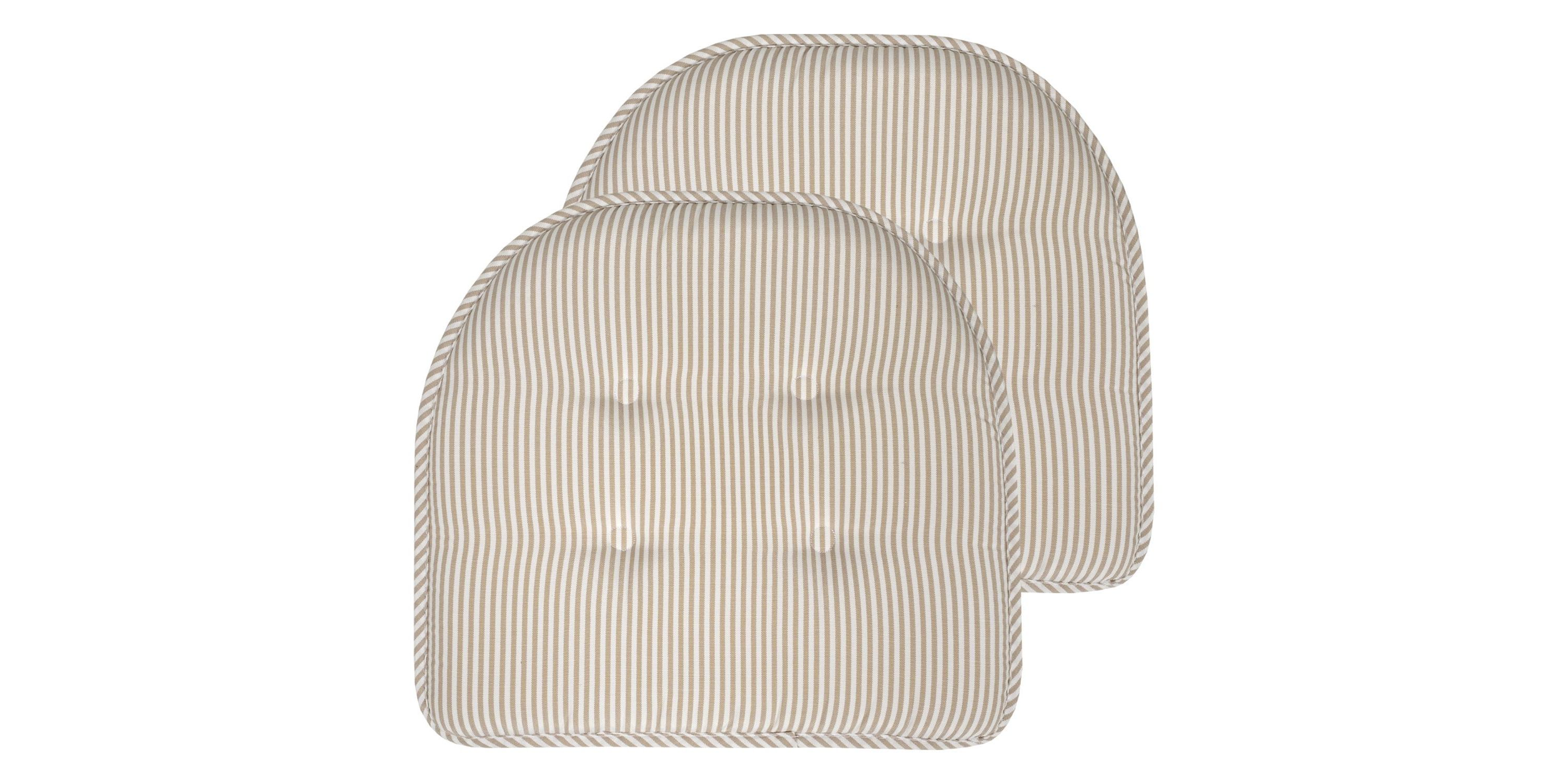 Pinstripe U Shaped Memory Foam Chair Pad 2 Pack