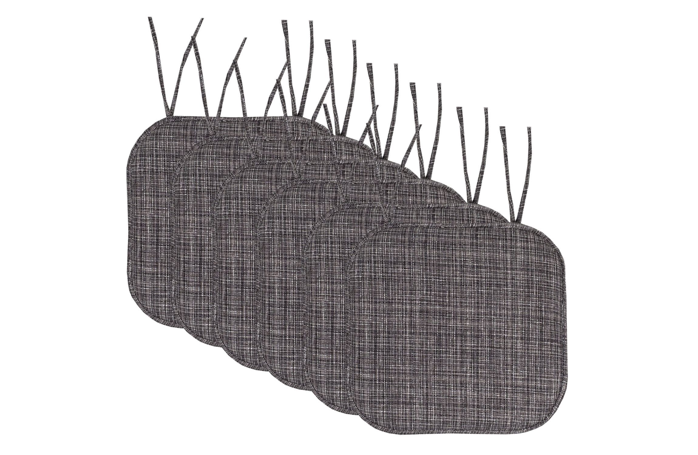Aria Memory Foam Non-Slip Chair Cushion Pad with Ties 6 Pack