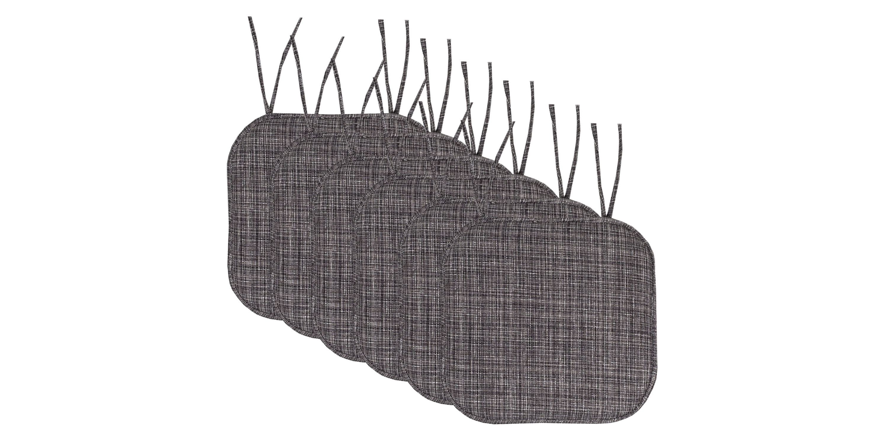 Aria Memory Foam Non-Slip Chair Cushion Pad with Ties 6 Pack