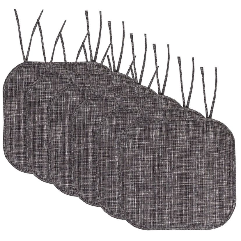 Aria Memory Foam Non-Slip Chair Cushion Pad with Ties 6 Pack