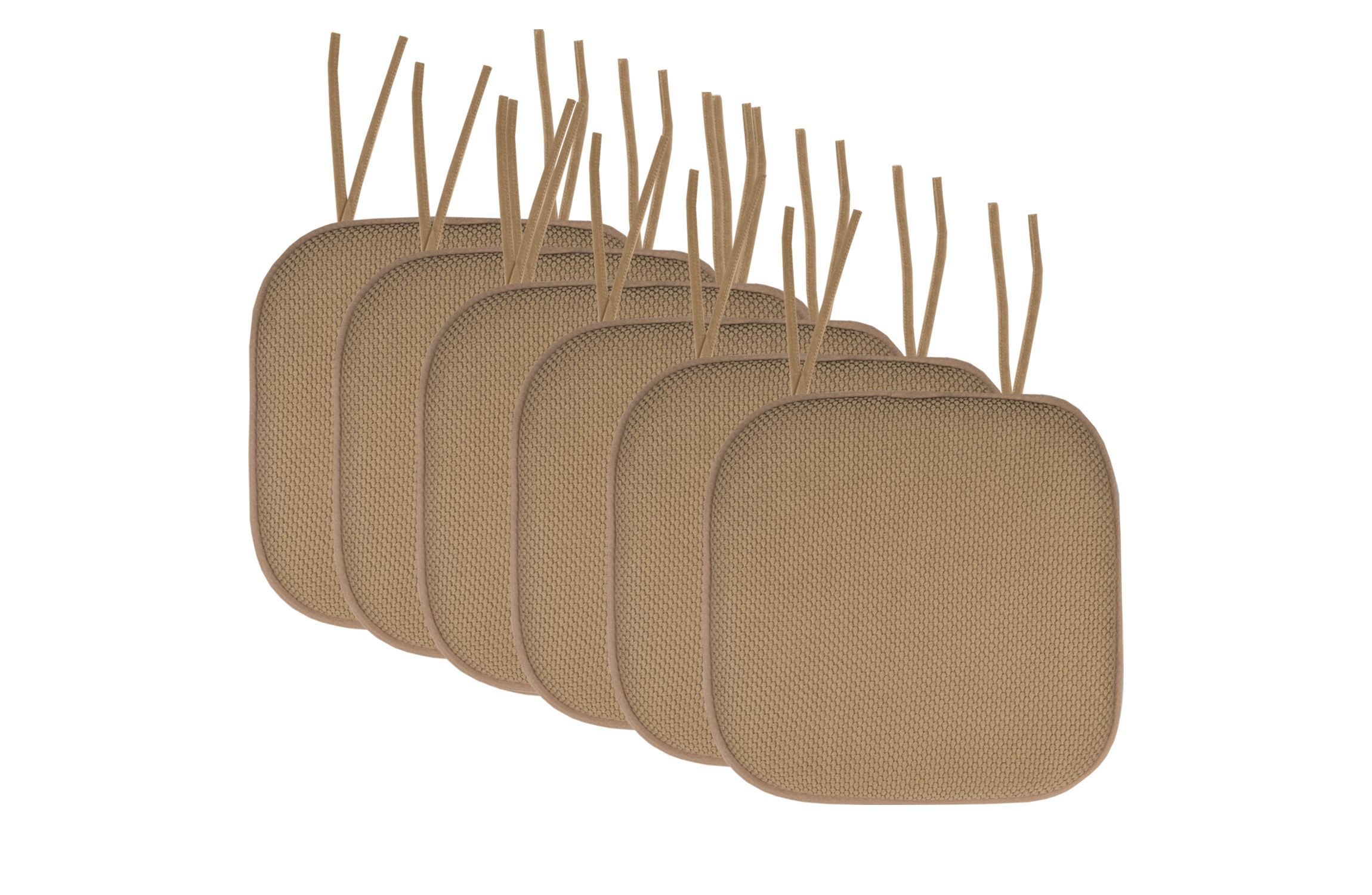 Memory Foam Honeycomb Non-Slip Back Chair Cushion Pad with Ties 6 Pack