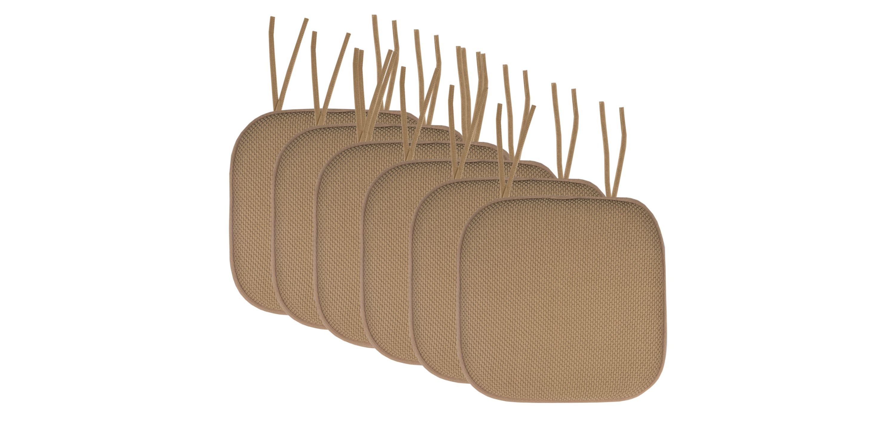 Memory Foam Honeycomb Non-Slip Back Chair Cushion Pad with Ties 6 Pack