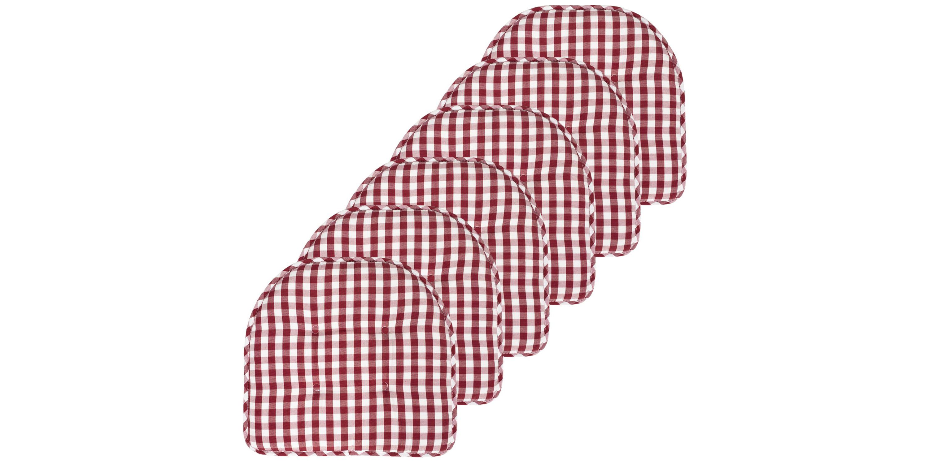 Checkered Memory Foam U-Shape Non-Slip Chair Cushion Pad 6 Pack