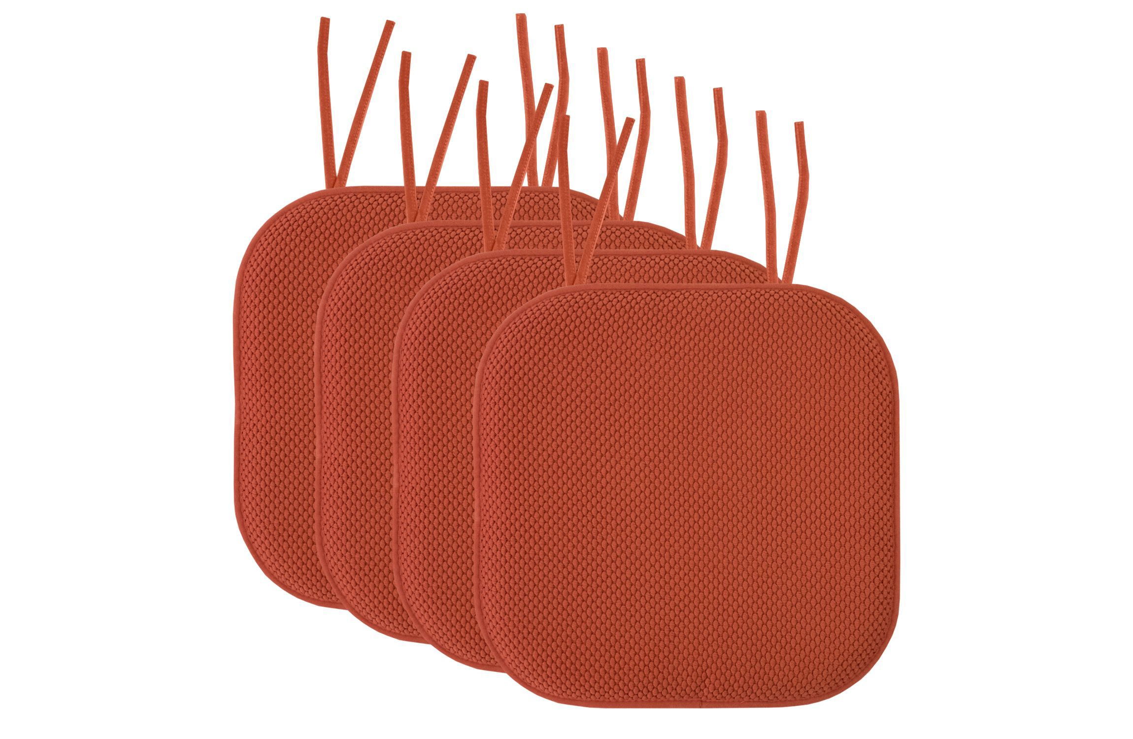 Memory Foam Honeycomb Non-Slip Back Chair Cushion Pad with Ties 4 Pack