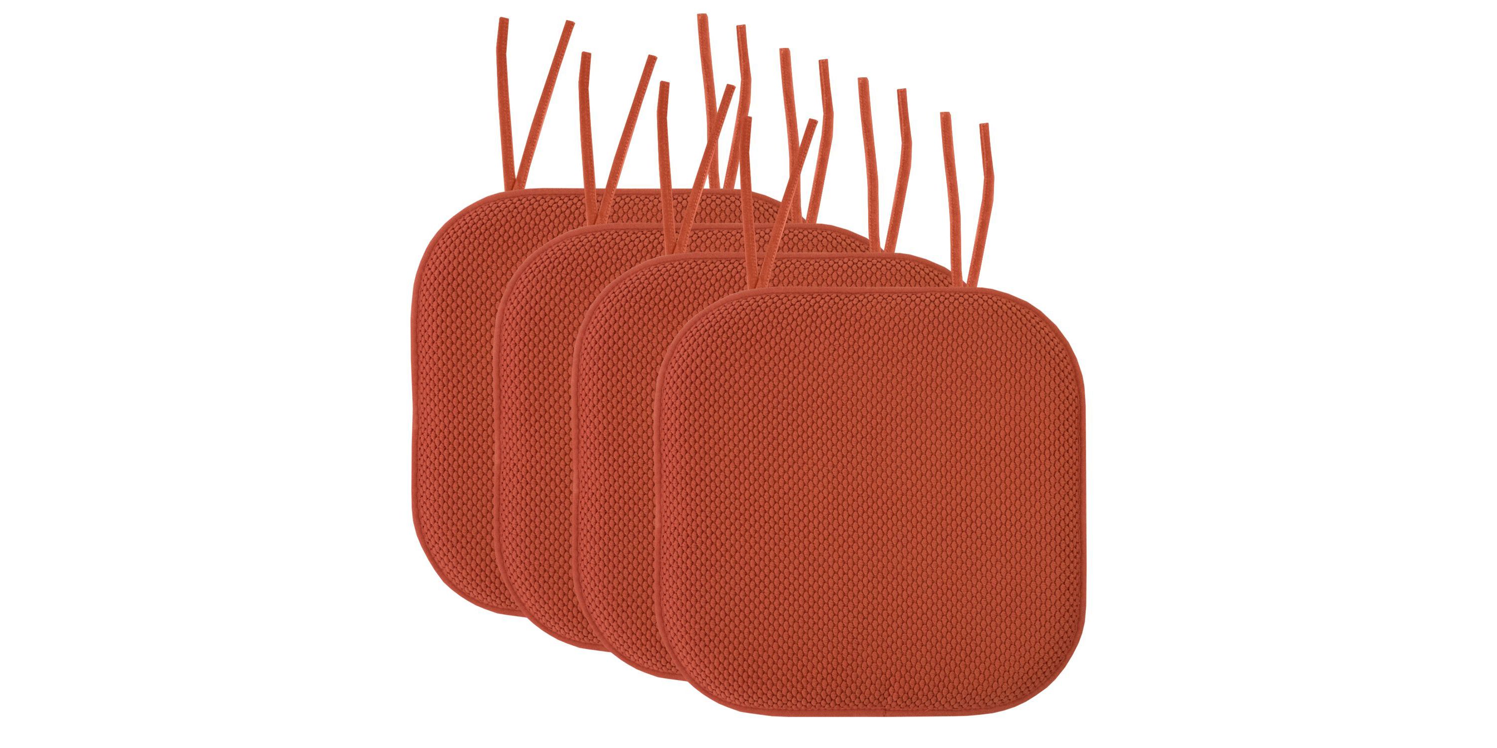 Memory Foam Honeycomb Non-Slip Back Chair Cushion Pad with Ties 4 Pack