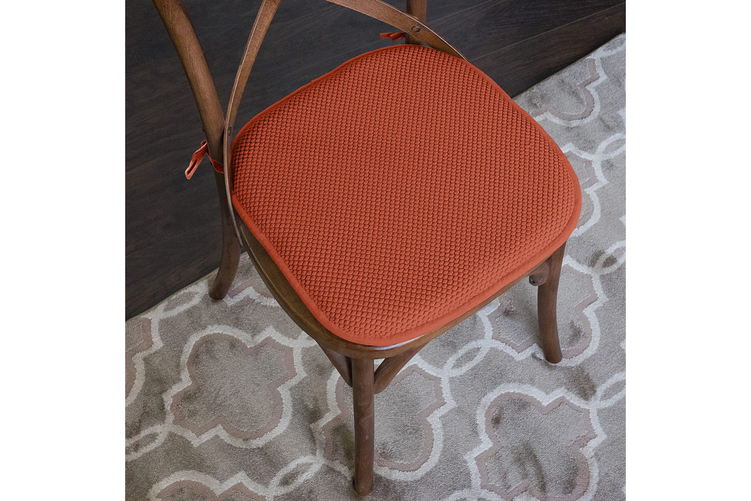 Memory Foam Honeycomb Non-Slip Back Chair Cushion Pad with Ties 4 Pack