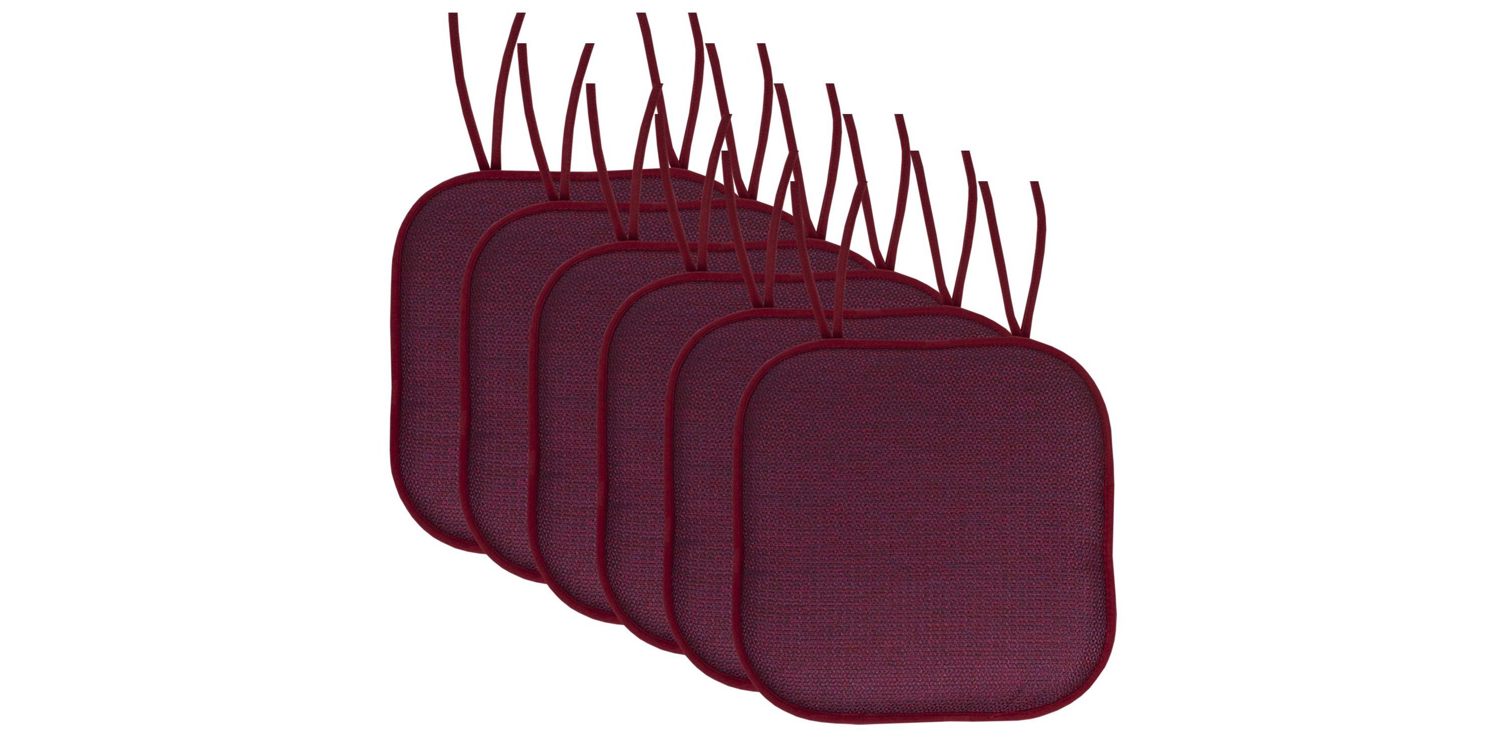 Cameron Memory Foam Non-Slip Chair Cushion Pad with Ties 6 Pack
