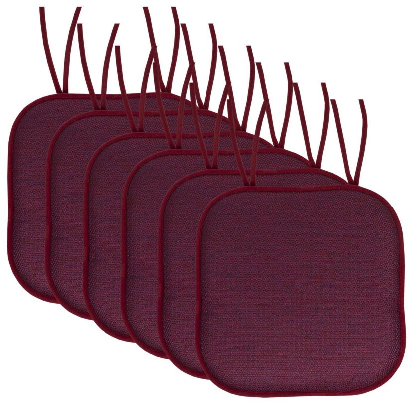 Cameron Memory Foam Non-Slip Chair Cushion Pad with Ties 6 Pack