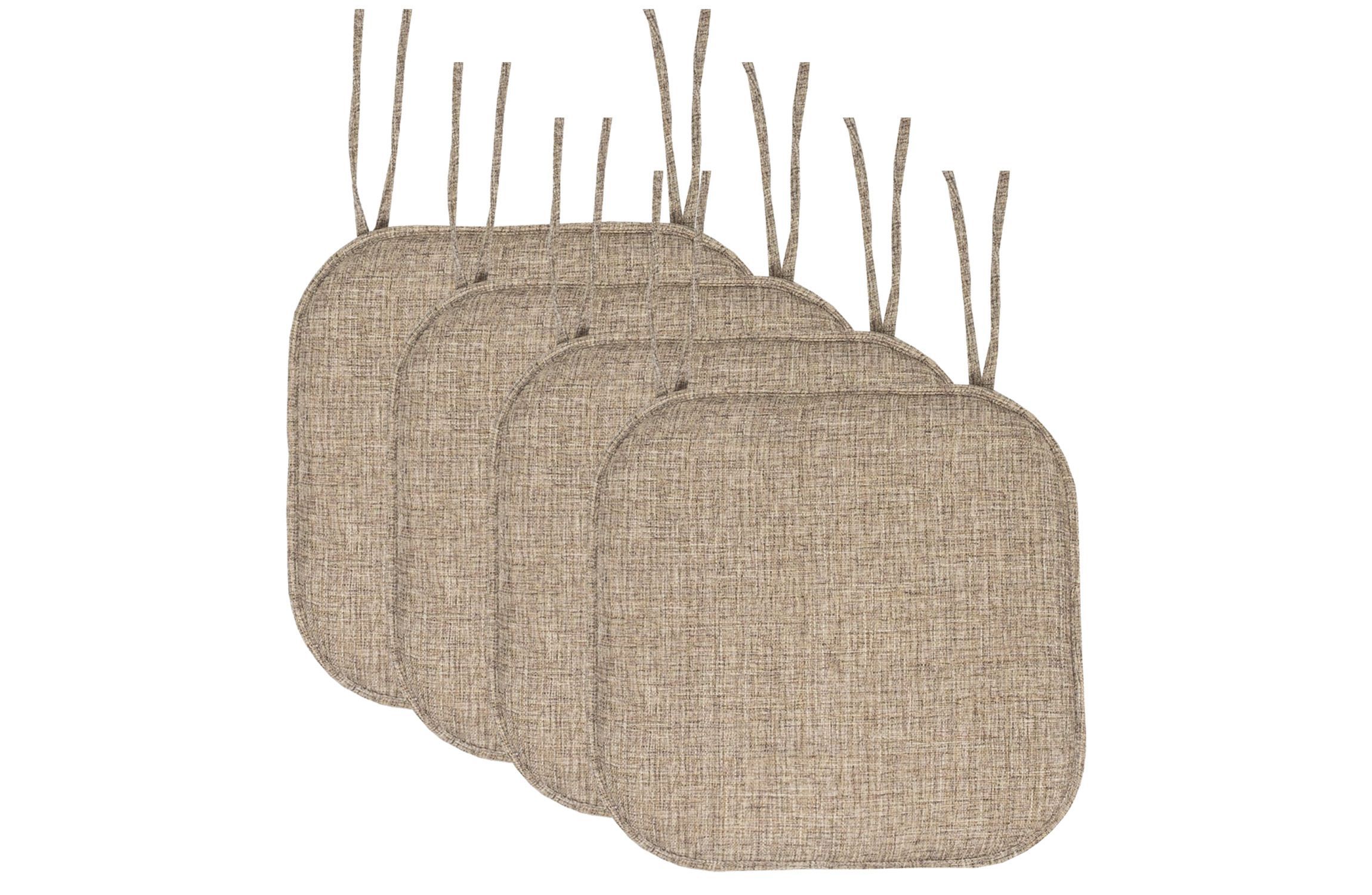 Aria Memory Foam Non-Slip Chair Cushion Pad with Ties 4 Pack