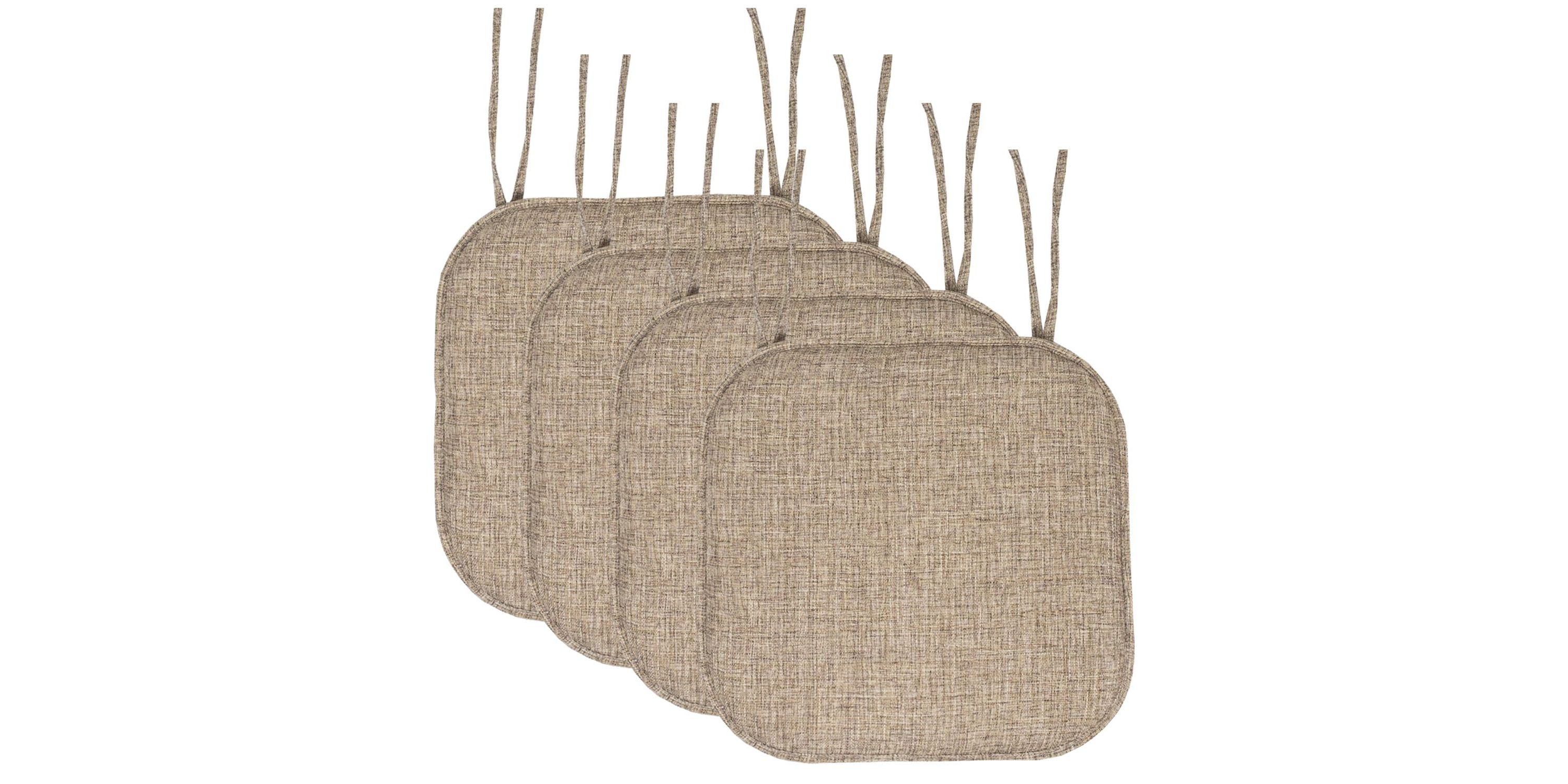 Aria Memory Foam Non-Slip Chair Cushion Pad with Ties 4 Pack