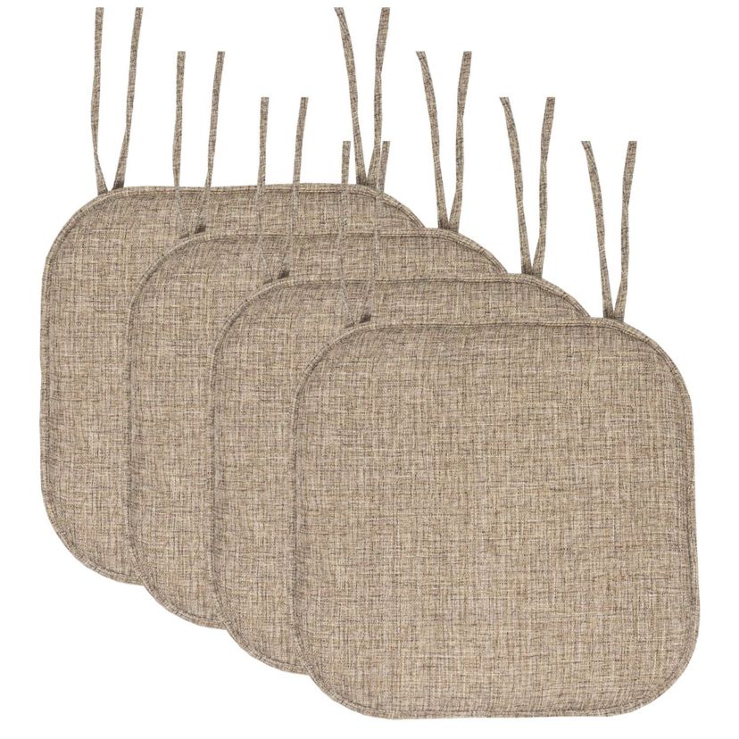 Aria Memory Foam Non-Slip Chair Cushion Pad with Ties 4 Pack