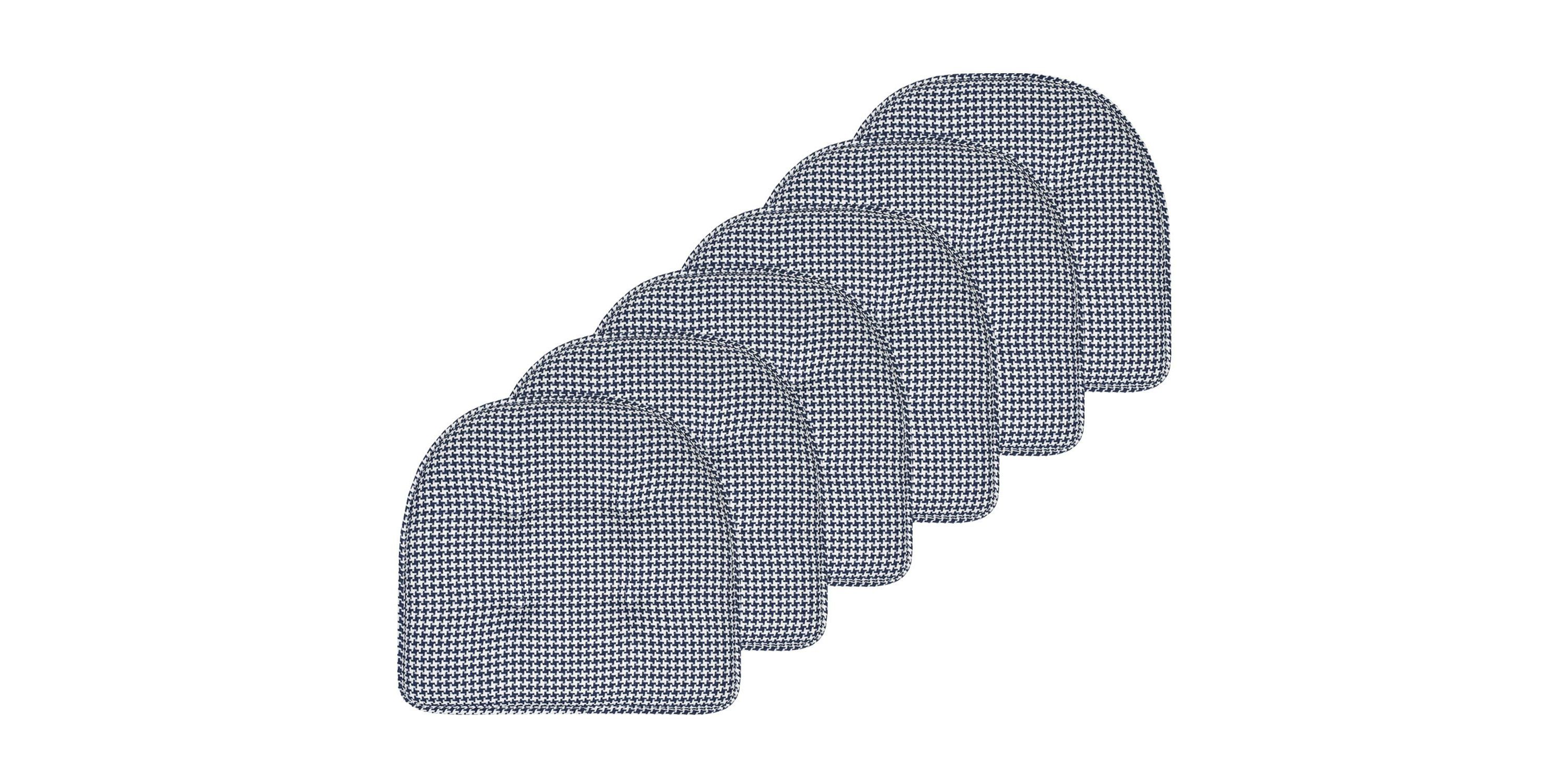 Houndstooth U-Shaped Memory Foam Chair Pad Black 6 Pack