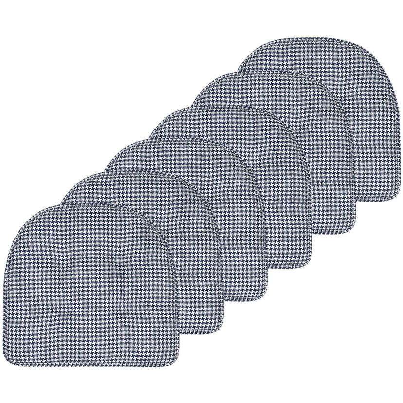 Houndstooth U-Shaped Memory Foam Chair Pad Black 6 Pack