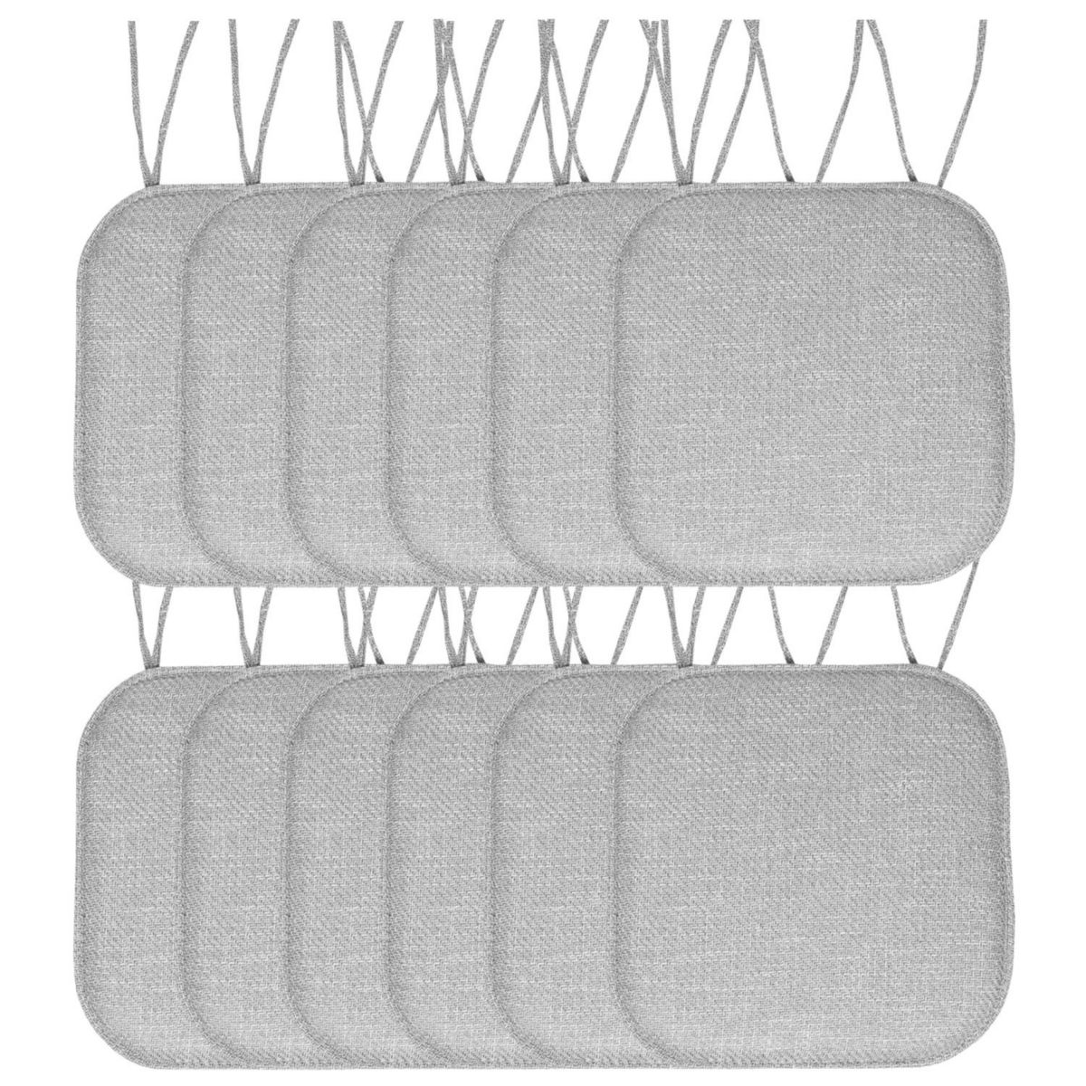 Herringbone Memory Foam Chair Pad With Ties Taupe 12 Pack