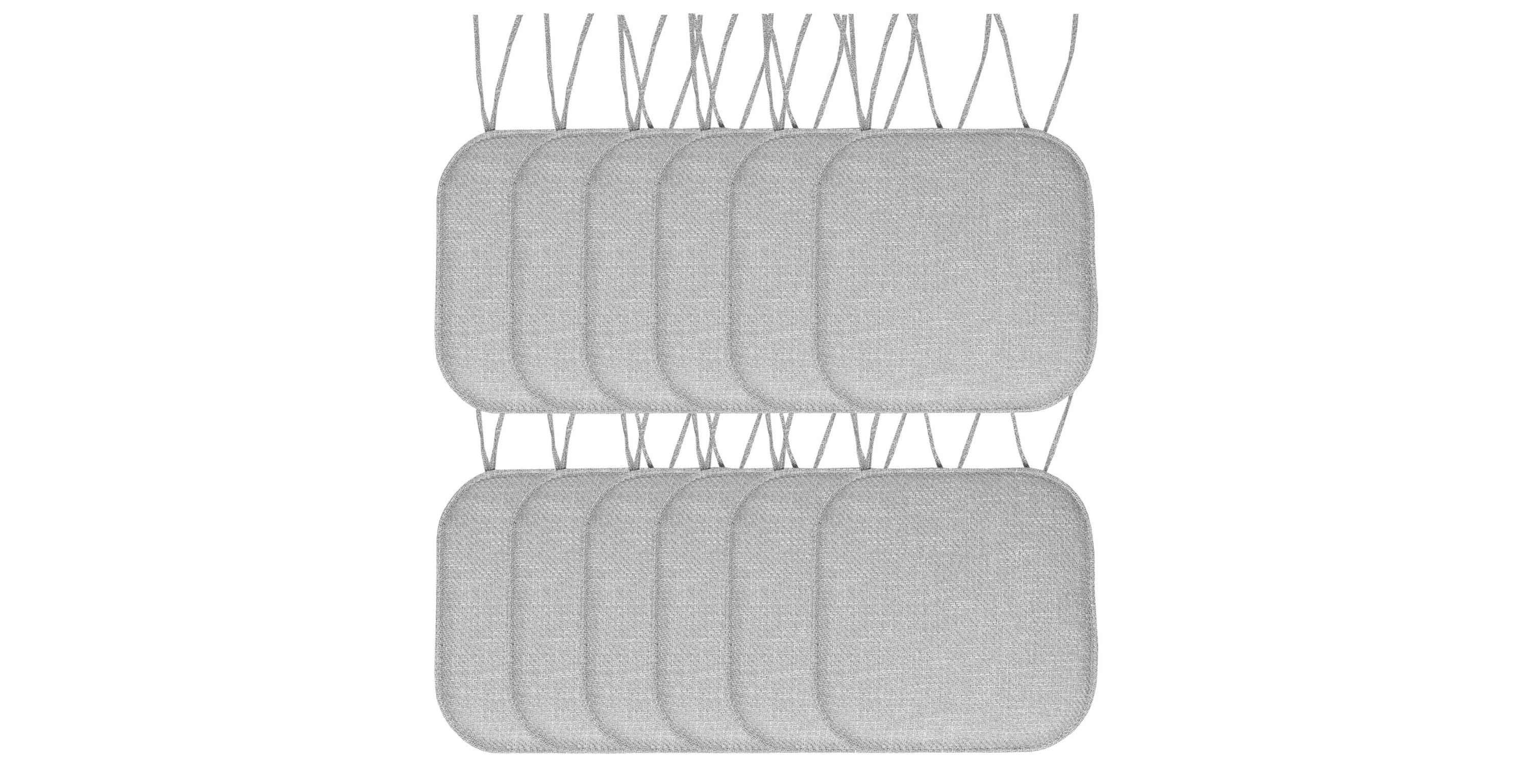 Herringbone Memory Foam Chair Pad With Ties Taupe 12 Pack