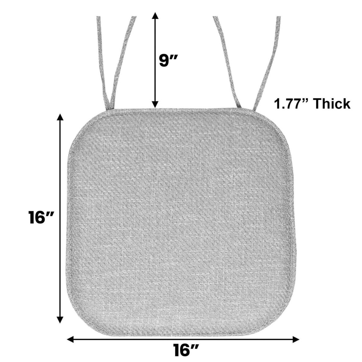 Herringbone Memory Foam Chair Pad With Ties Taupe 12 Pack