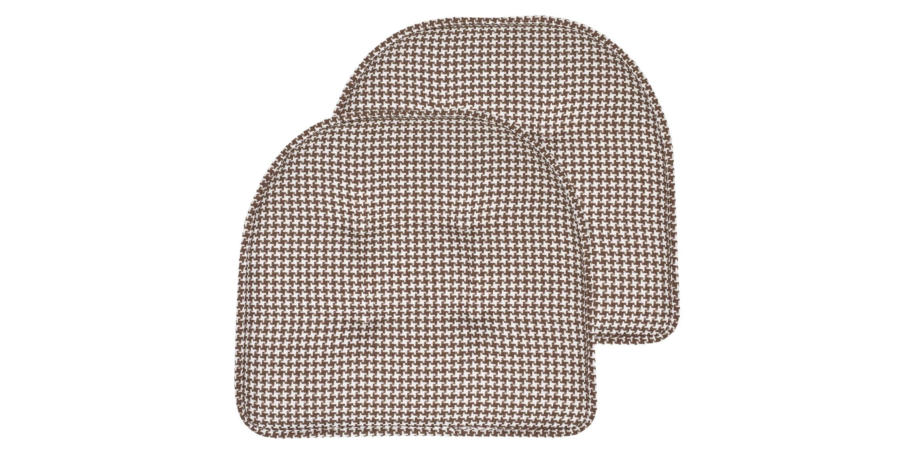 Houndstooth U-Shaped Memory Foam Chair Pad Black 2 Pack