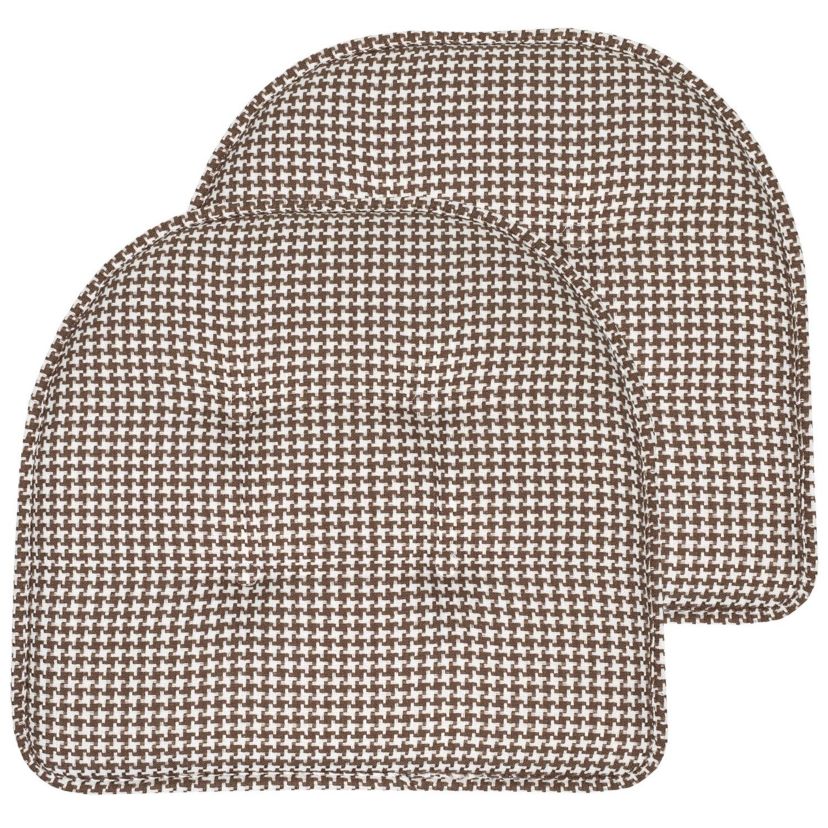 Houndstooth U-Shaped Memory Foam Chair Pad Black 2 Pack