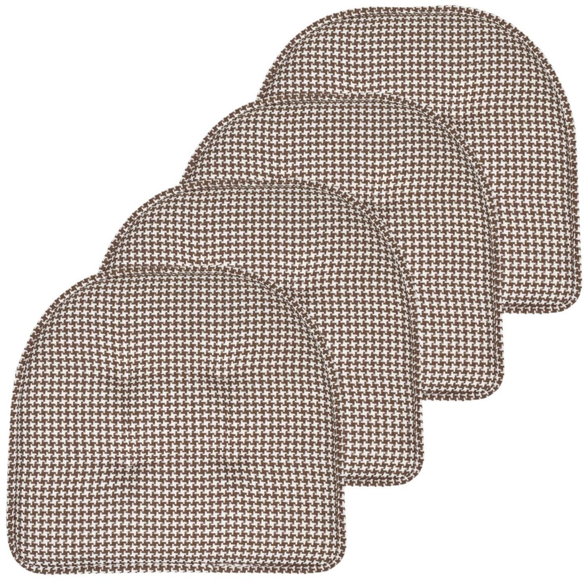Houndstooth U-Shaped Memory Foam Chair Pad Black 4 Pack