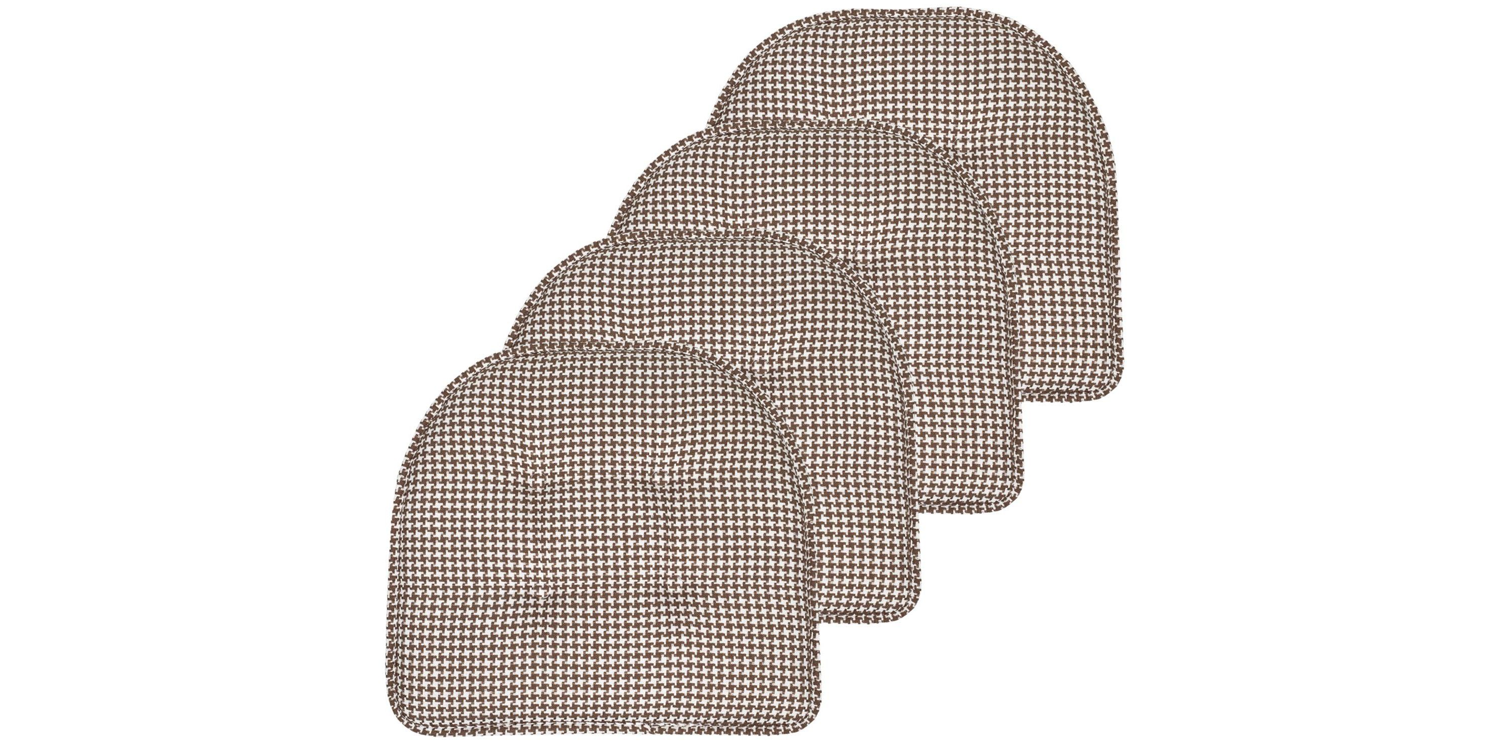 Houndstooth U-Shaped Memory Foam Chair Pad Black 4 Pack