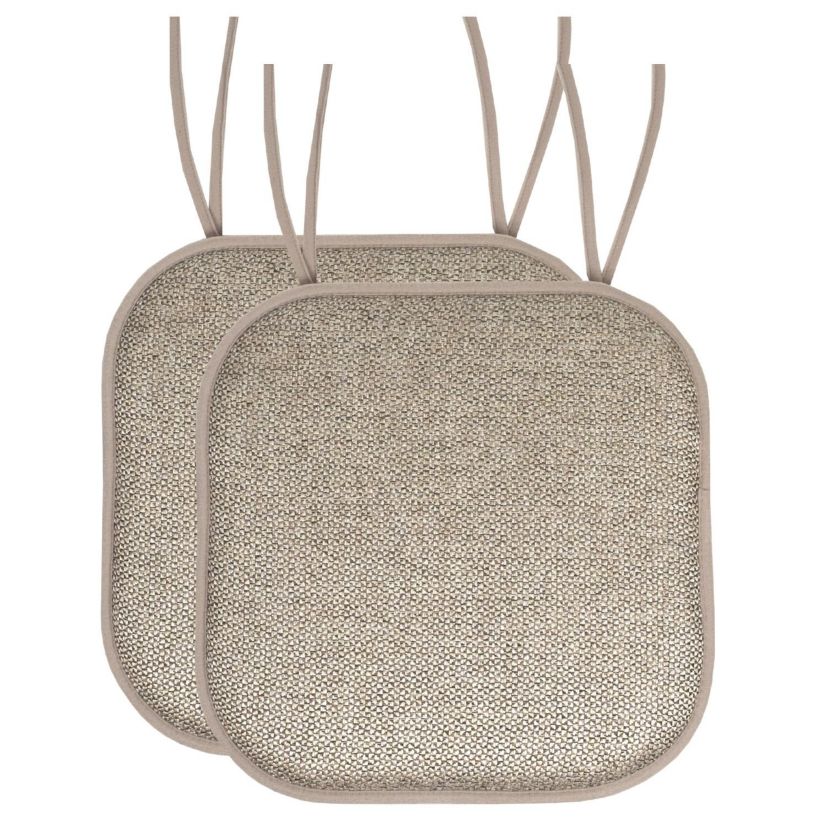 Cameron Memory Foam Non-Slip Chair Cushion Pad with Ties 2 Pack