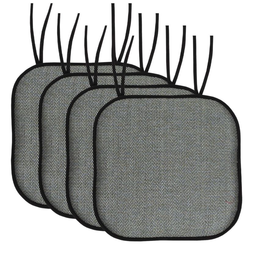 Cameron Memory Foam Non-Slip Chair Cushion Pad with Ties 4 Pack