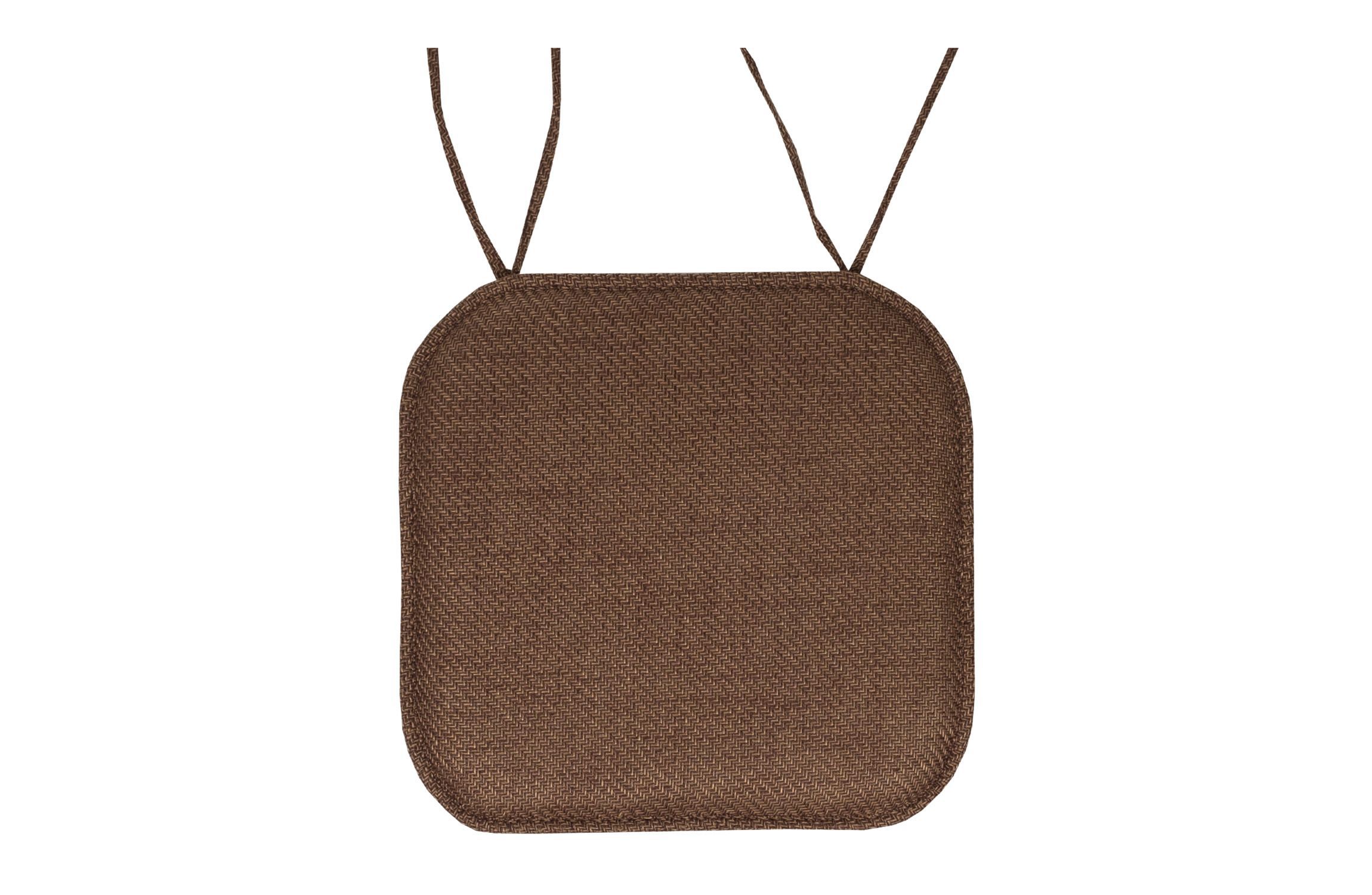 Herringbone Memory Foam Chair Pad With Ties Taupe 6 Pack