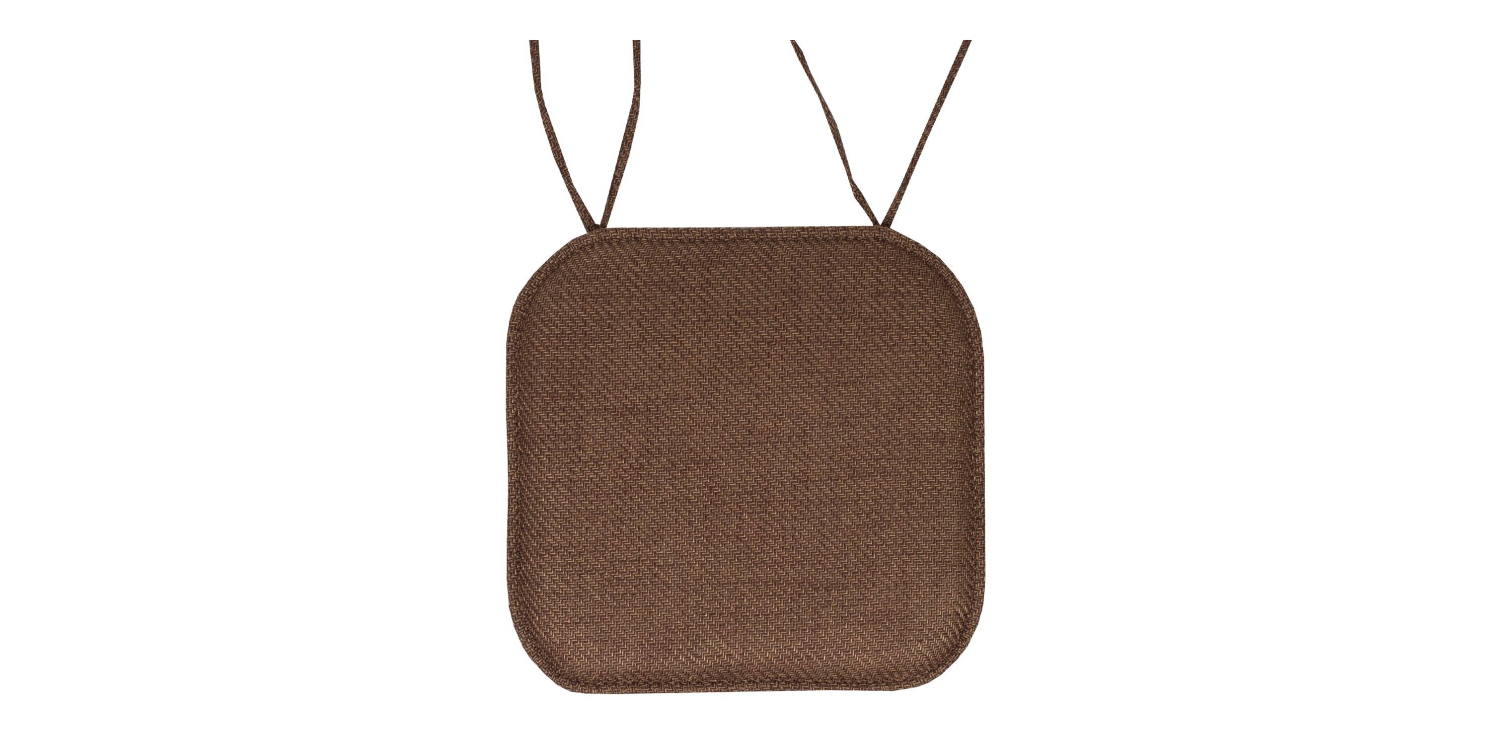 Herringbone Memory Foam Chair Pad With Ties Taupe 6 Pack