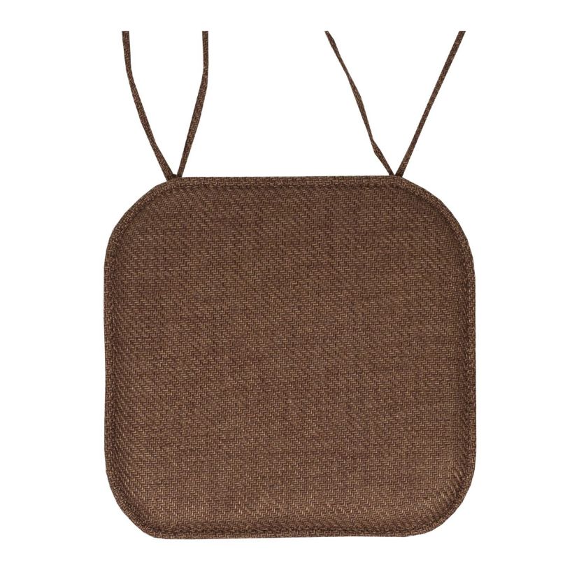 Herringbone Memory Foam Chair Pad With Ties Taupe 6 Pack
