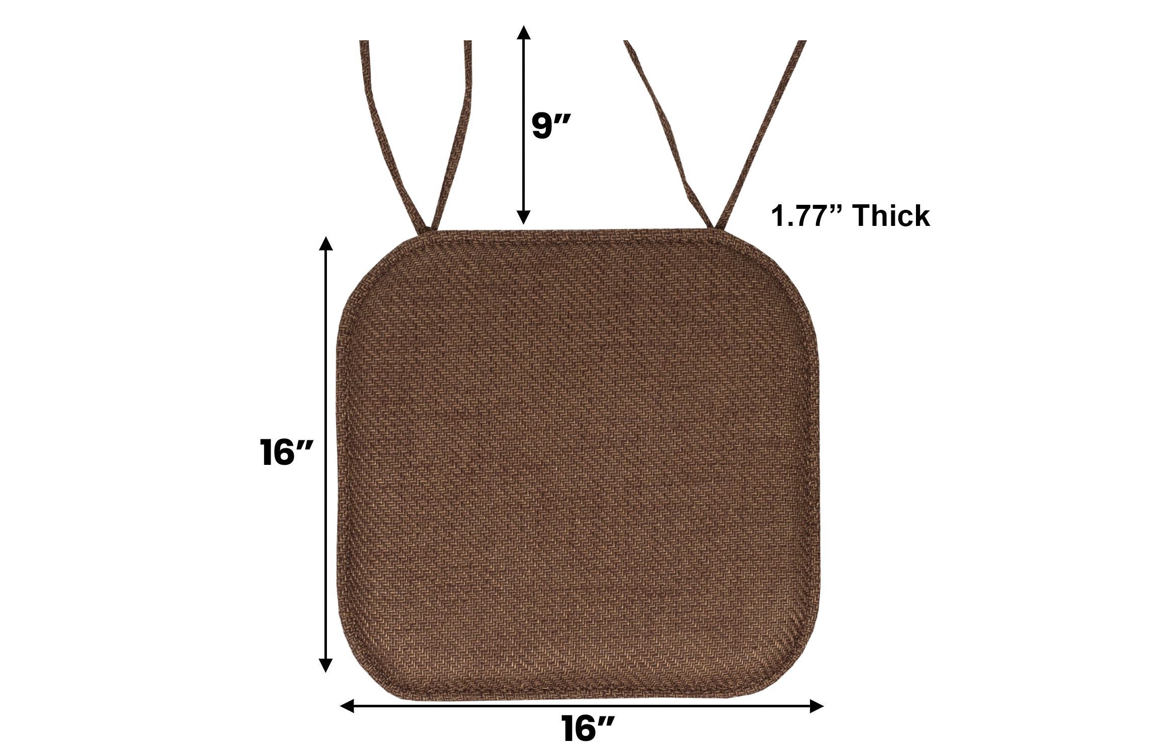 Herringbone Memory Foam Chair Pad With Ties Taupe 6 Pack