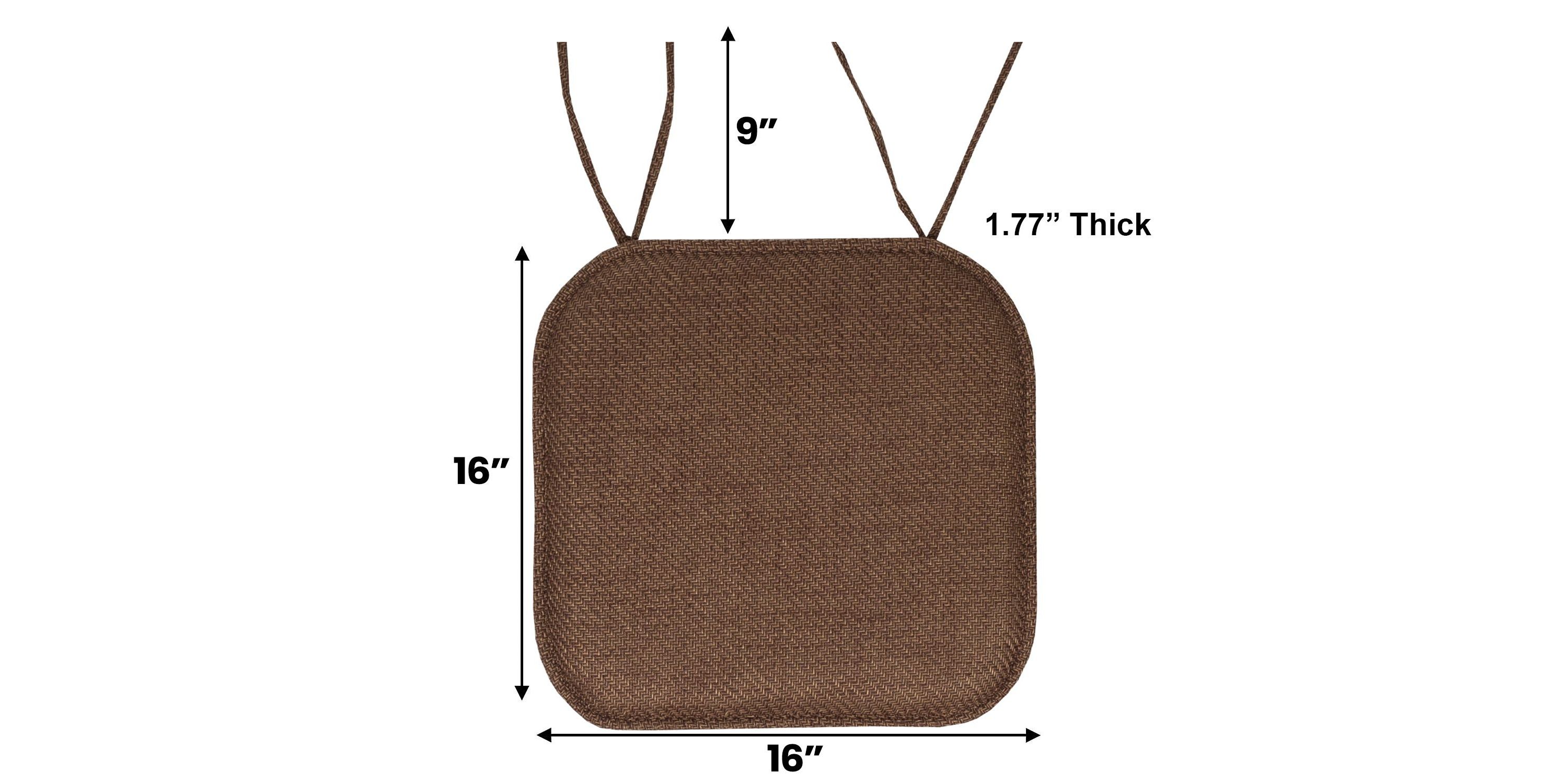 Herringbone Memory Foam Chair Pad With Ties Taupe 6 Pack