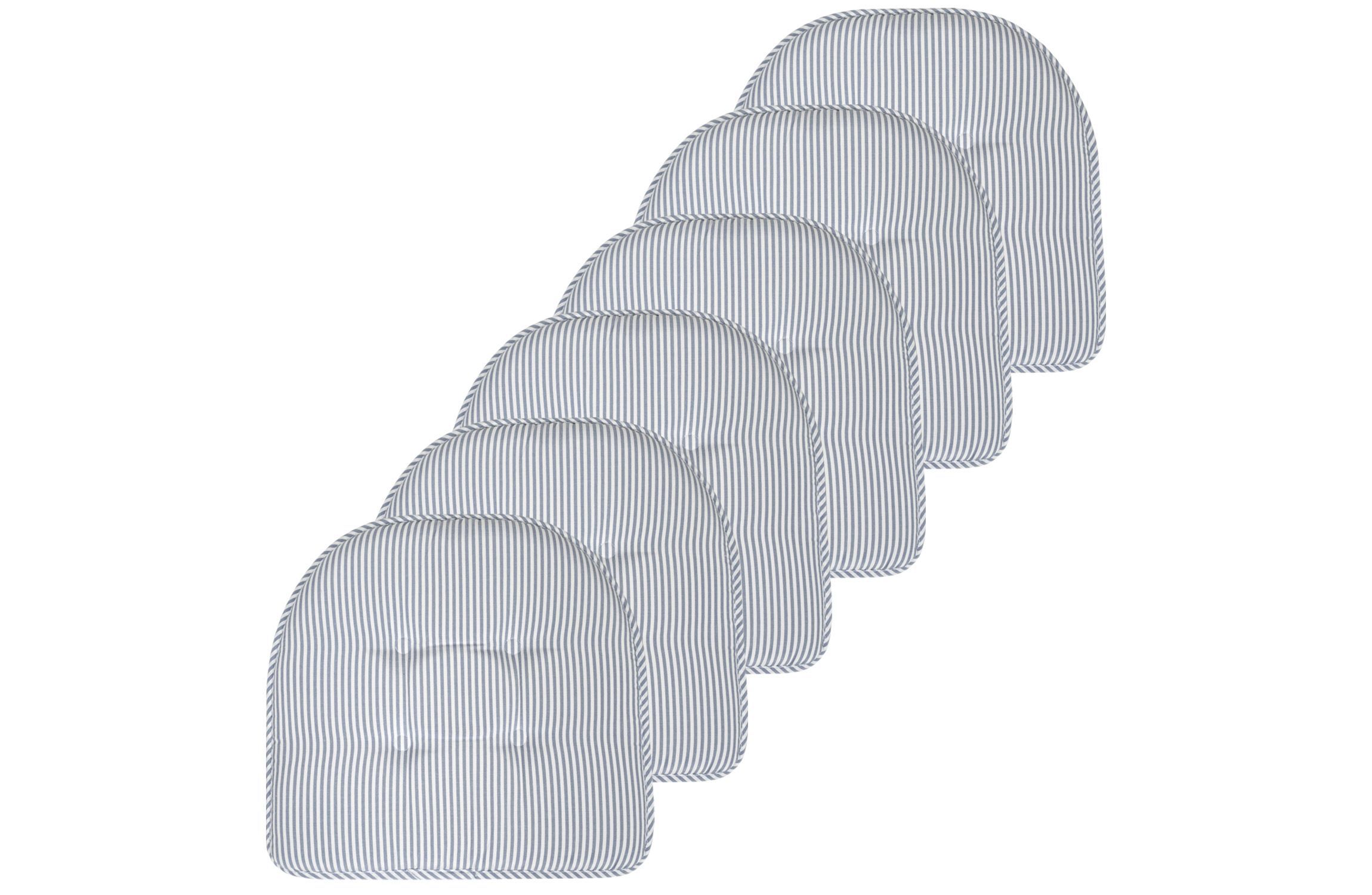 Pinstripe U Shaped Memory Foam Chair Pad 6 Pack
