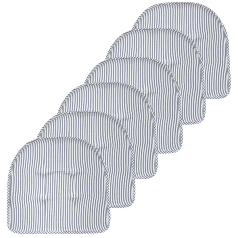 Pinstripe U Shaped Memory Foam Chair Pad 6 Pack