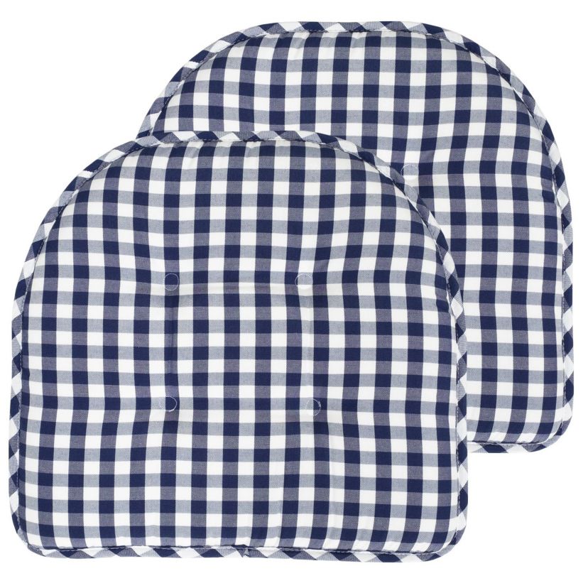 Checkered Memory Foam U-Shape Non-Slip Chair Cushion Pad 2 Pack