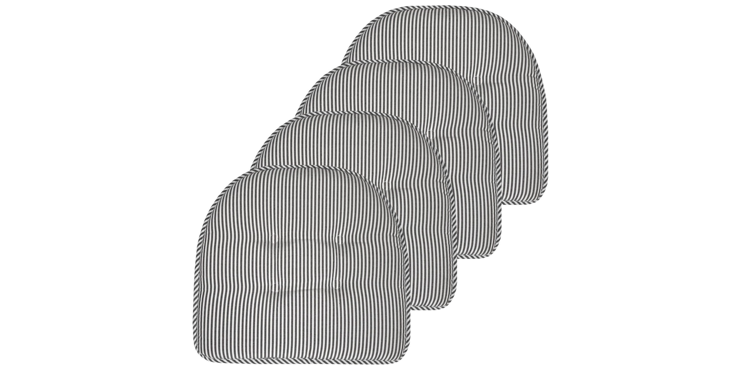 Pinstripe U Shaped Memory Foam Chair Pad 4 Pack