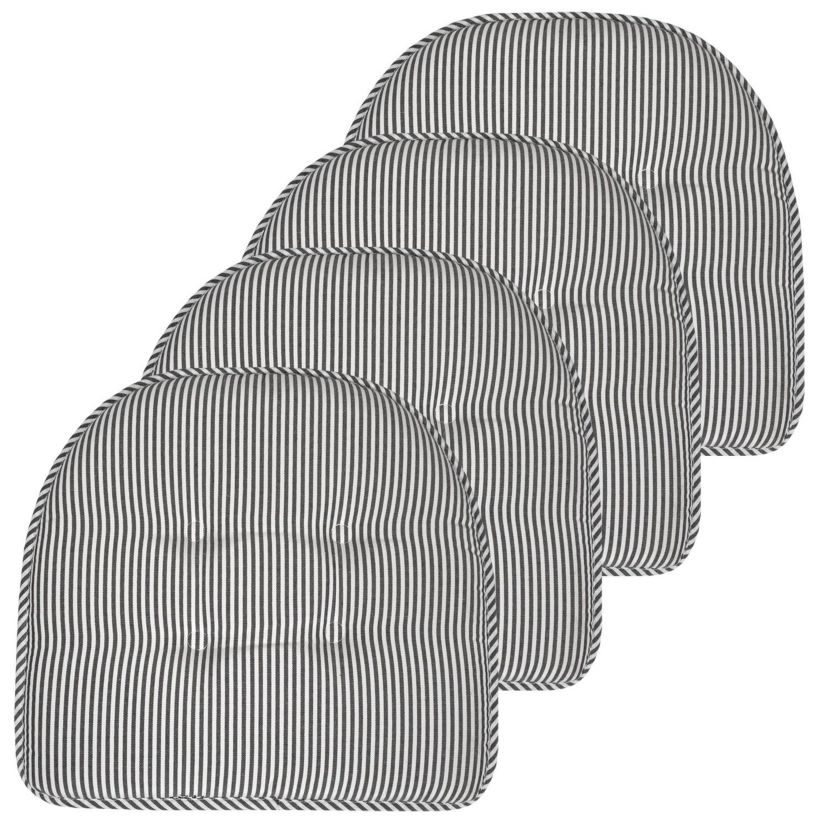 Pinstripe U Shaped Memory Foam Chair Pad 4 Pack