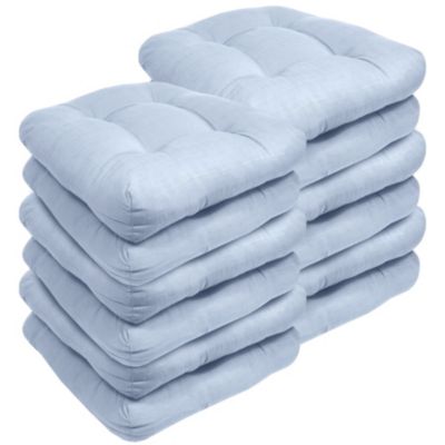 Sweet Home Collection Indoor-Outdoor Reversible Patio Seat Cushion Pad 12 Pack, Light Blue