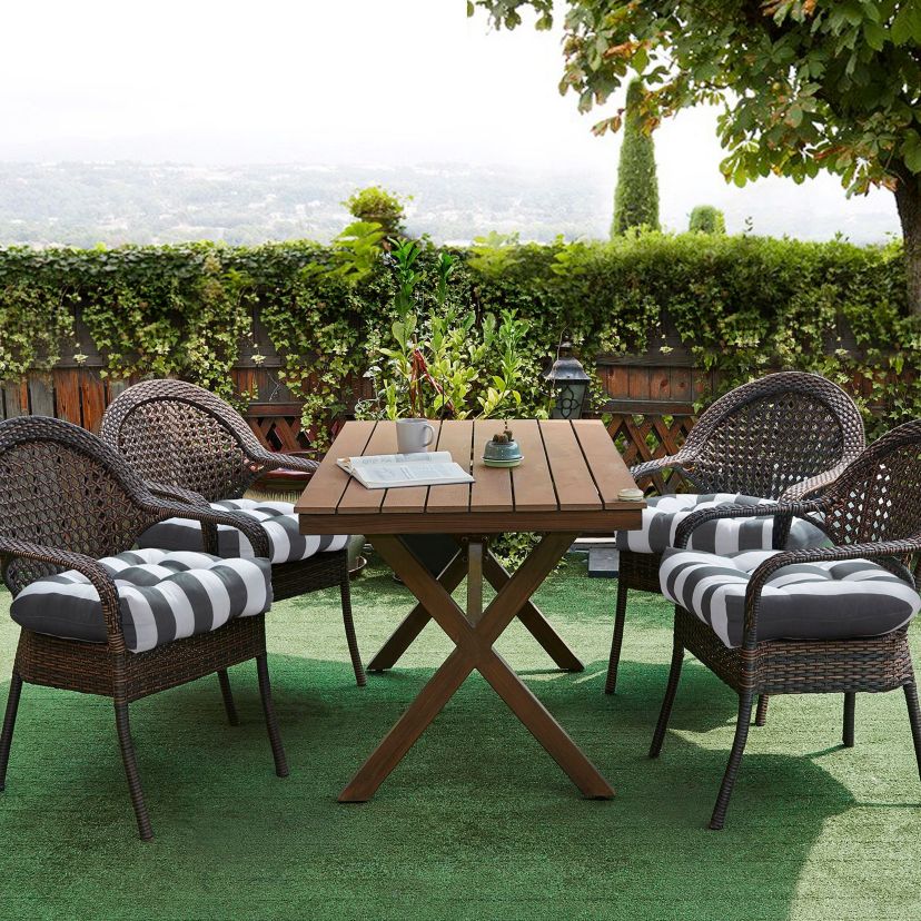 Havana Striped Tufted Patio Seat Cushion 6 Pack