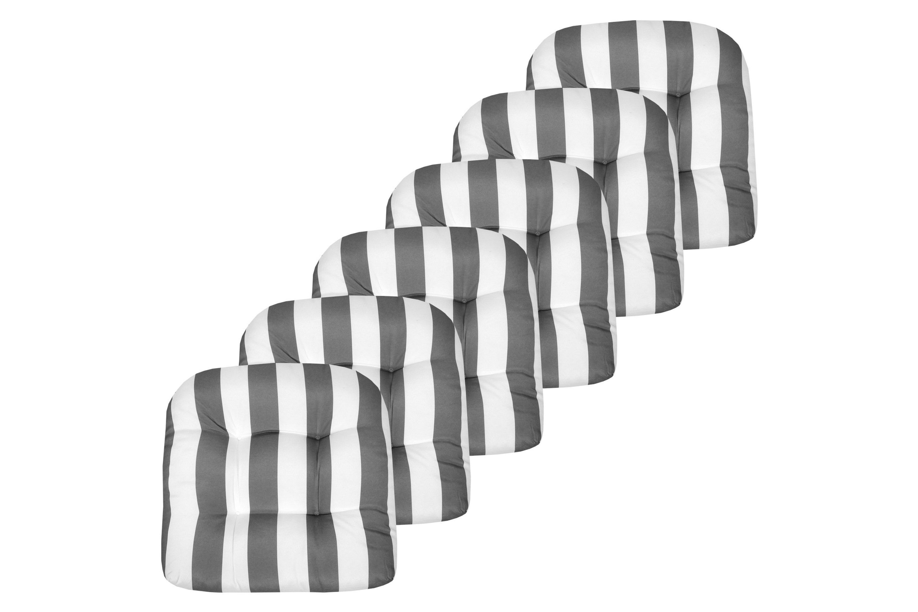 Havana Striped Tufted Patio Seat Cushion 6 Pack