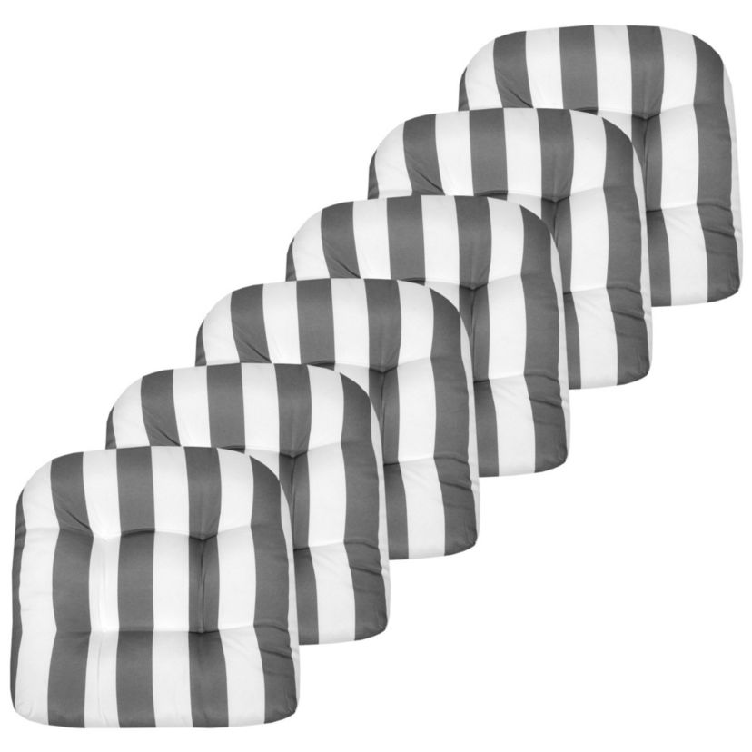 Havana Striped Tufted Patio Seat Cushion 6 Pack