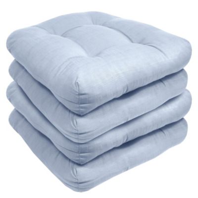 Sweet Home Collection Indoor-Outdoor Reversible Patio Seat Cushion Pad 4 Pack, Light Blue