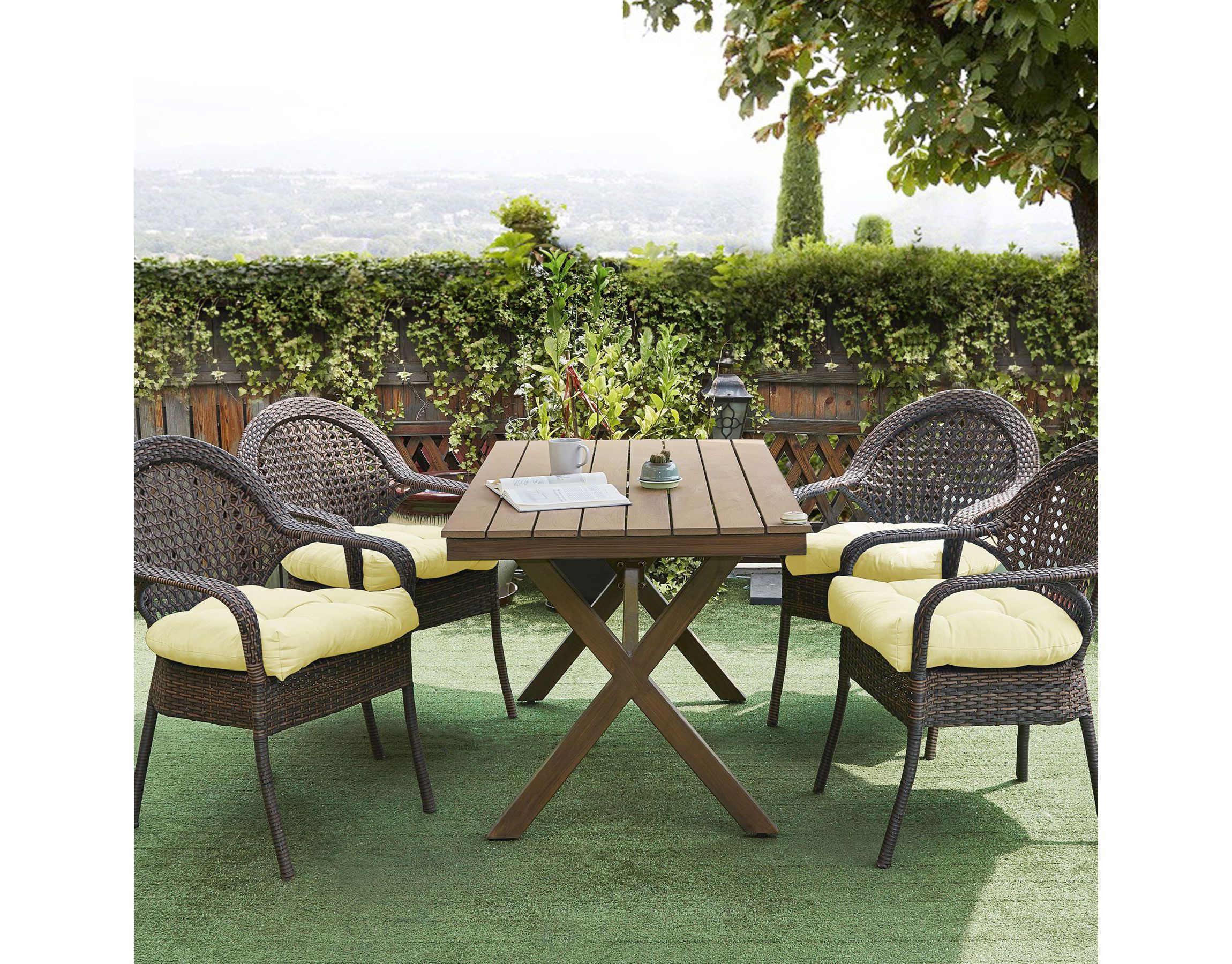 Indoor-Outdoor Reversible Patio Seat Cushion Pad 4 Pack