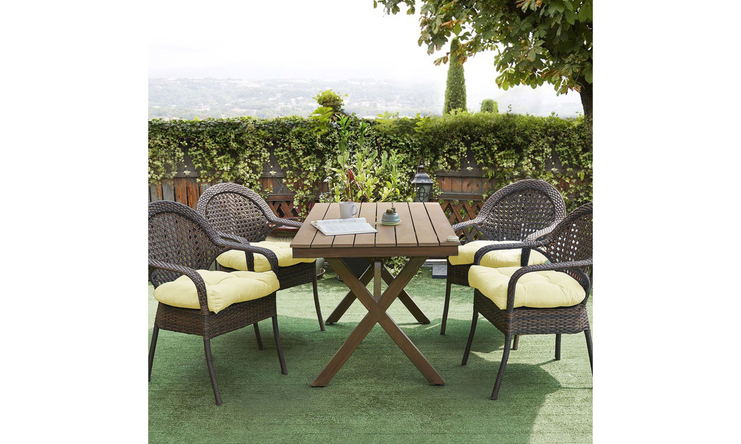 Indoor-Outdoor Reversible Patio Seat Cushion Pad 4 Pack