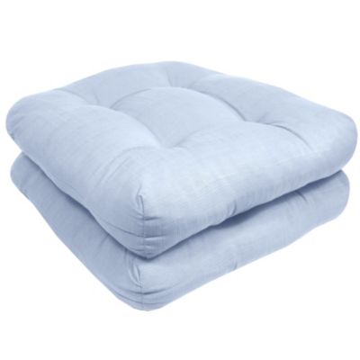 Sweet Home Collection Indoor-Outdoor Reversible Patio Seat Cushion Pad 2 Pack, Light Blue